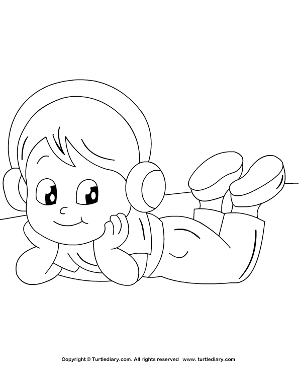 Listening to Music Coloring Page