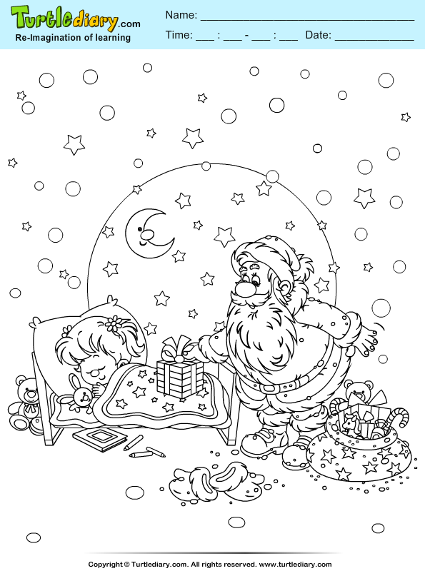 Santa Sleeping Child Coloring Page