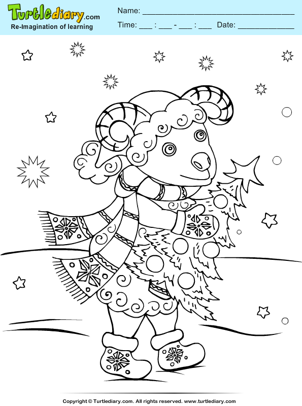 Sheep Christmas Tree Coloring Page