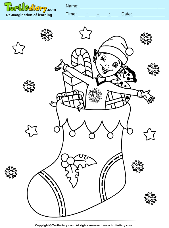 Stocking Elf Coloring Page