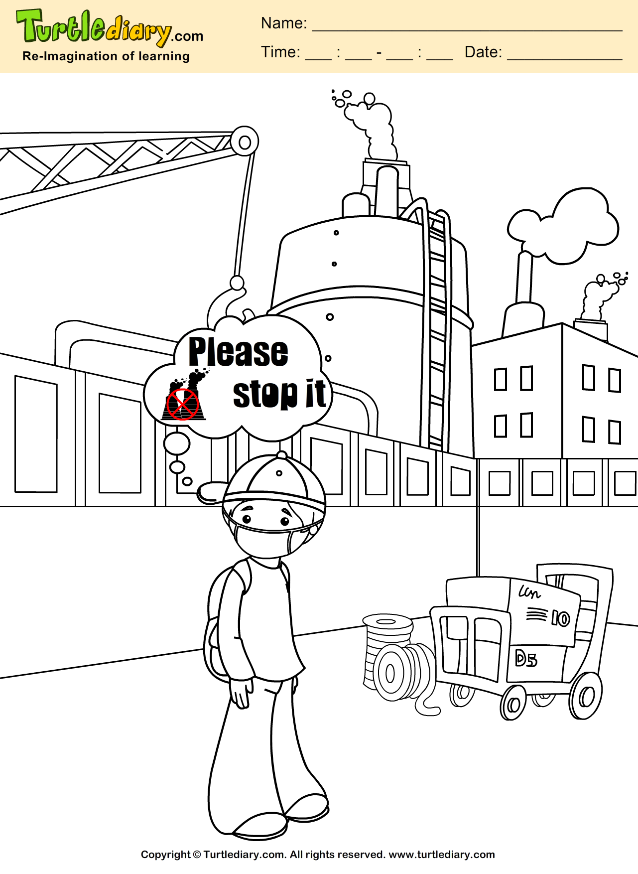 Stop Pollution Coloring Page