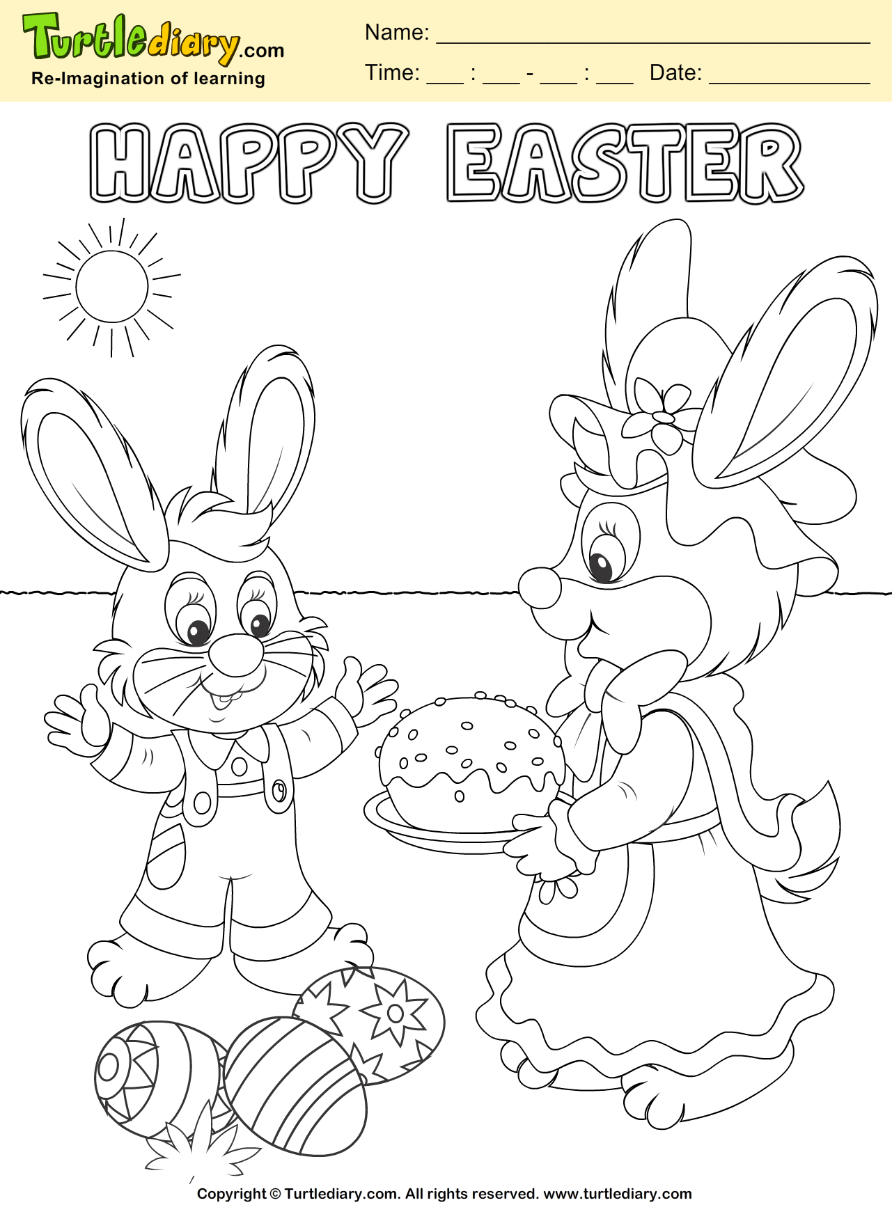 Bunny and Easter Egg Coloring Page