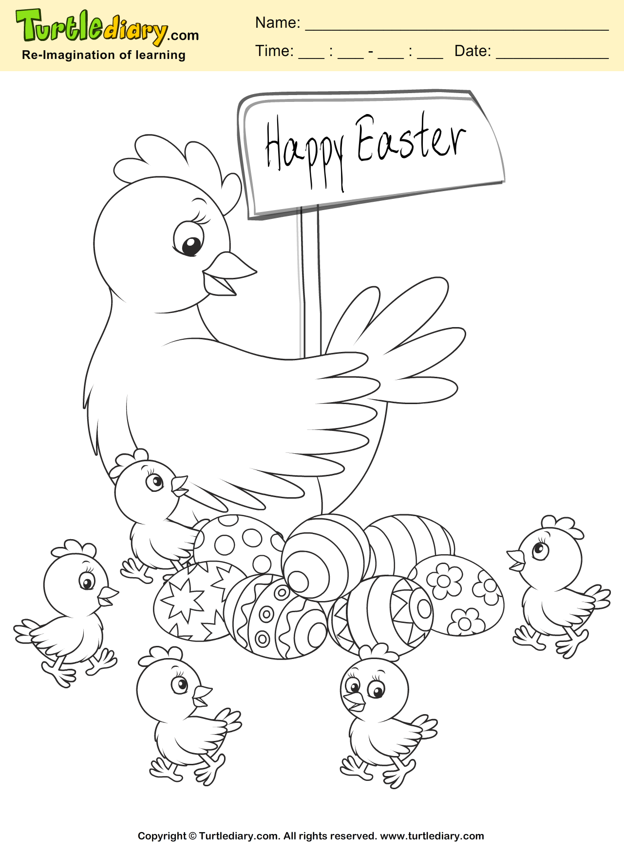 Easter Chicken Coloring Page