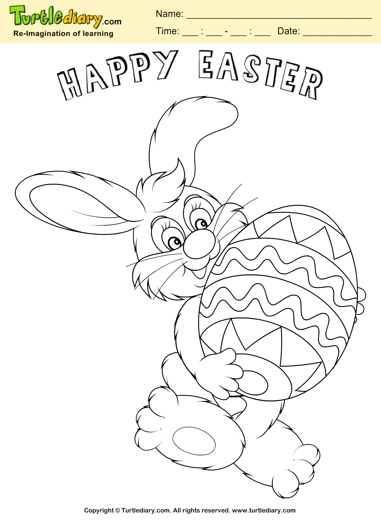Easter Egg and Bunny Coloring Page