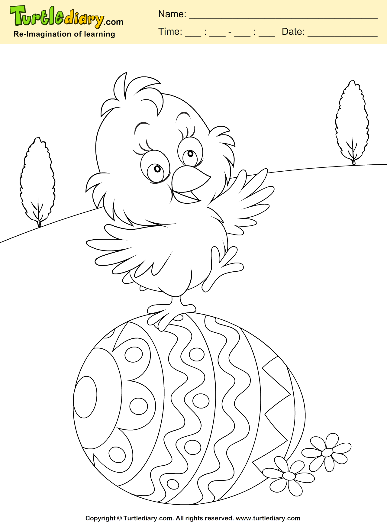 Easter Egg and Chicken Coloring Page