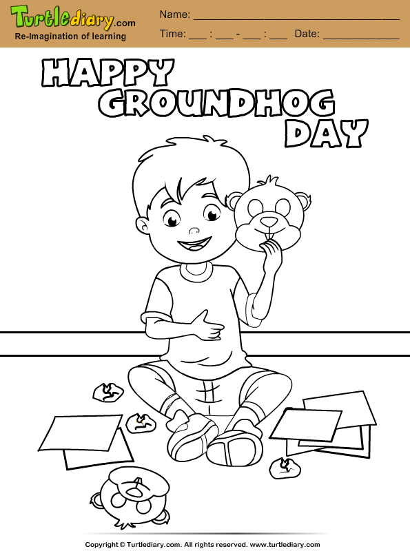 Boy with Groundhog Mask Coloring Page