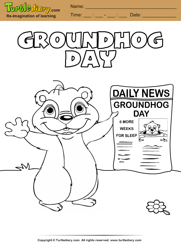 Groundhog with Newspaper Coloring Page