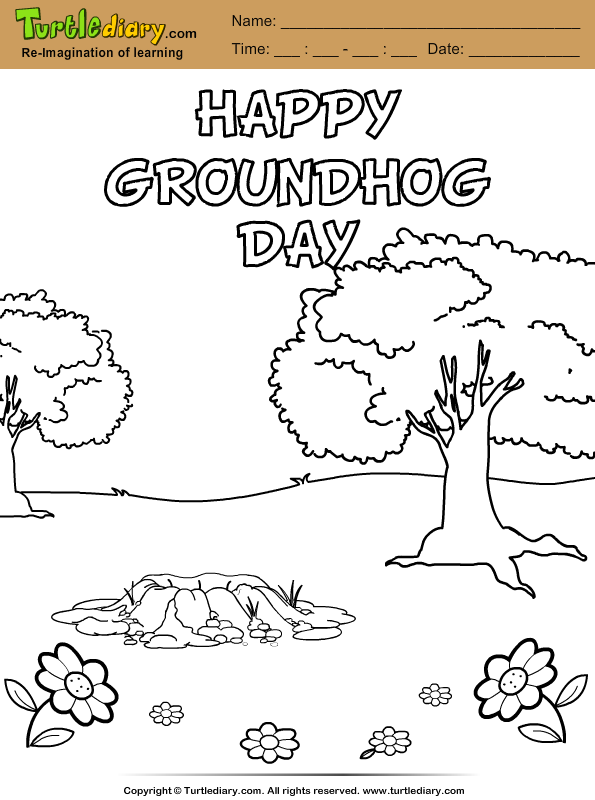 Happy Groundhog Day Coloring Sheet
