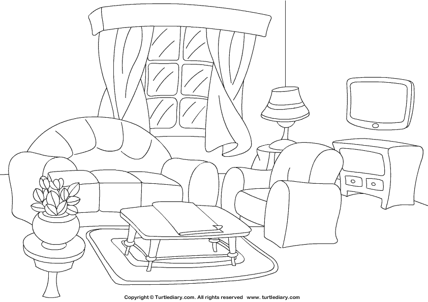 Living Room Coloring Page