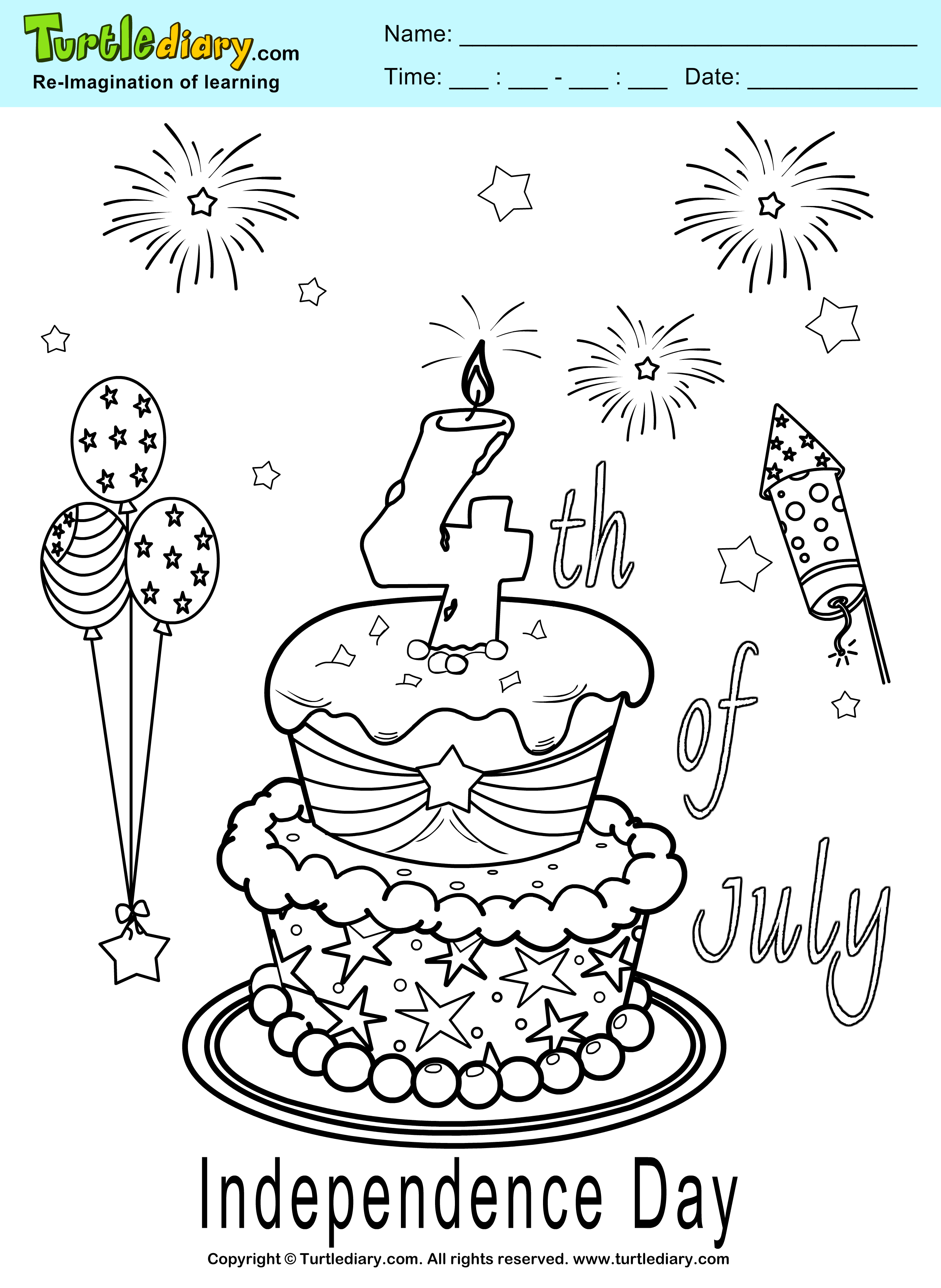 Independence Day Cake Coloring Page