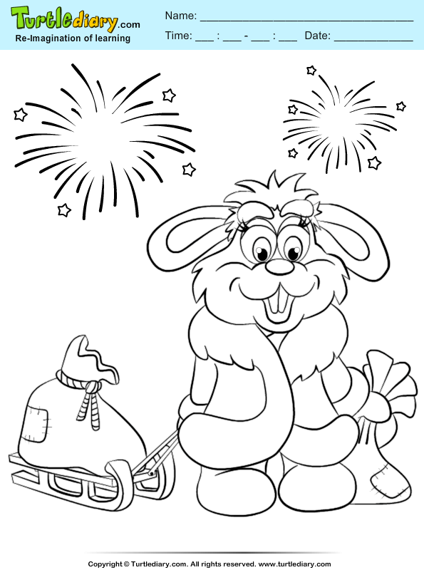 Bunny Firework Coloring Page