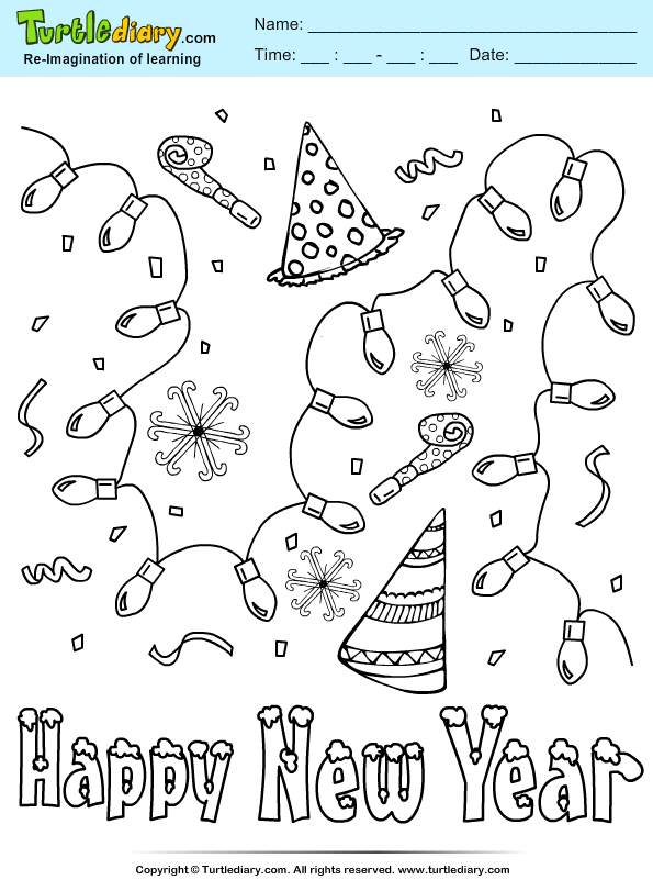 New Year Lights Coloring Page
