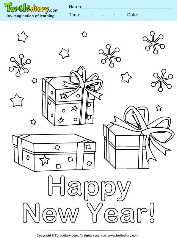 New Year Present Coloring Page