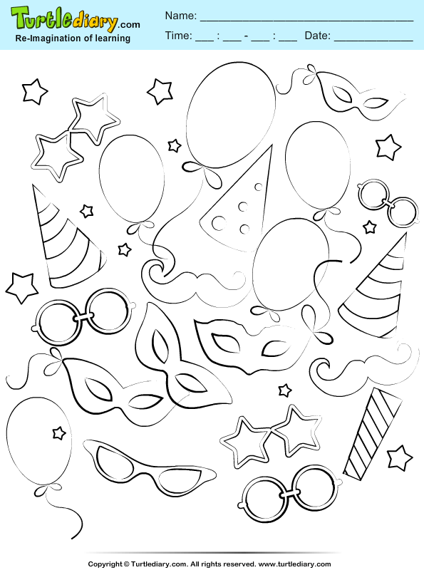 Party Mask Coloring Page