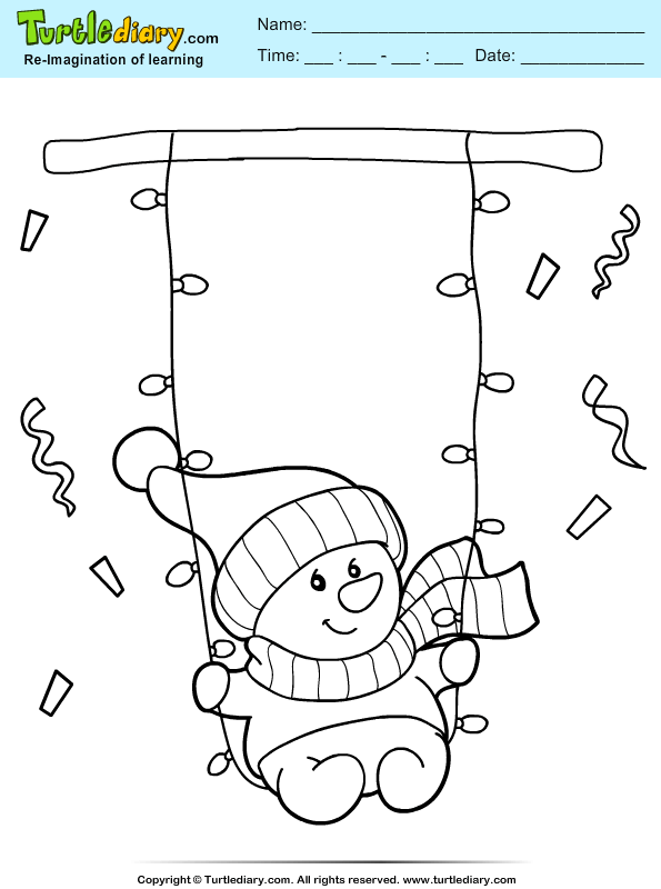 Snowman Swing Coloring Page