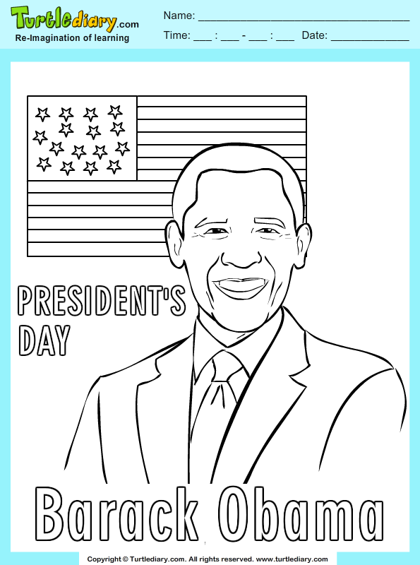 Barack Obama Coloring Sheet Turtle Diary
