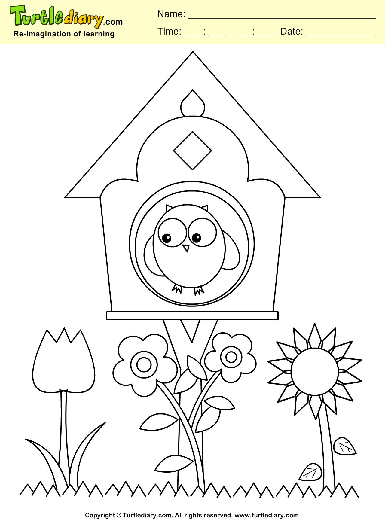 Bird House Coloring Page