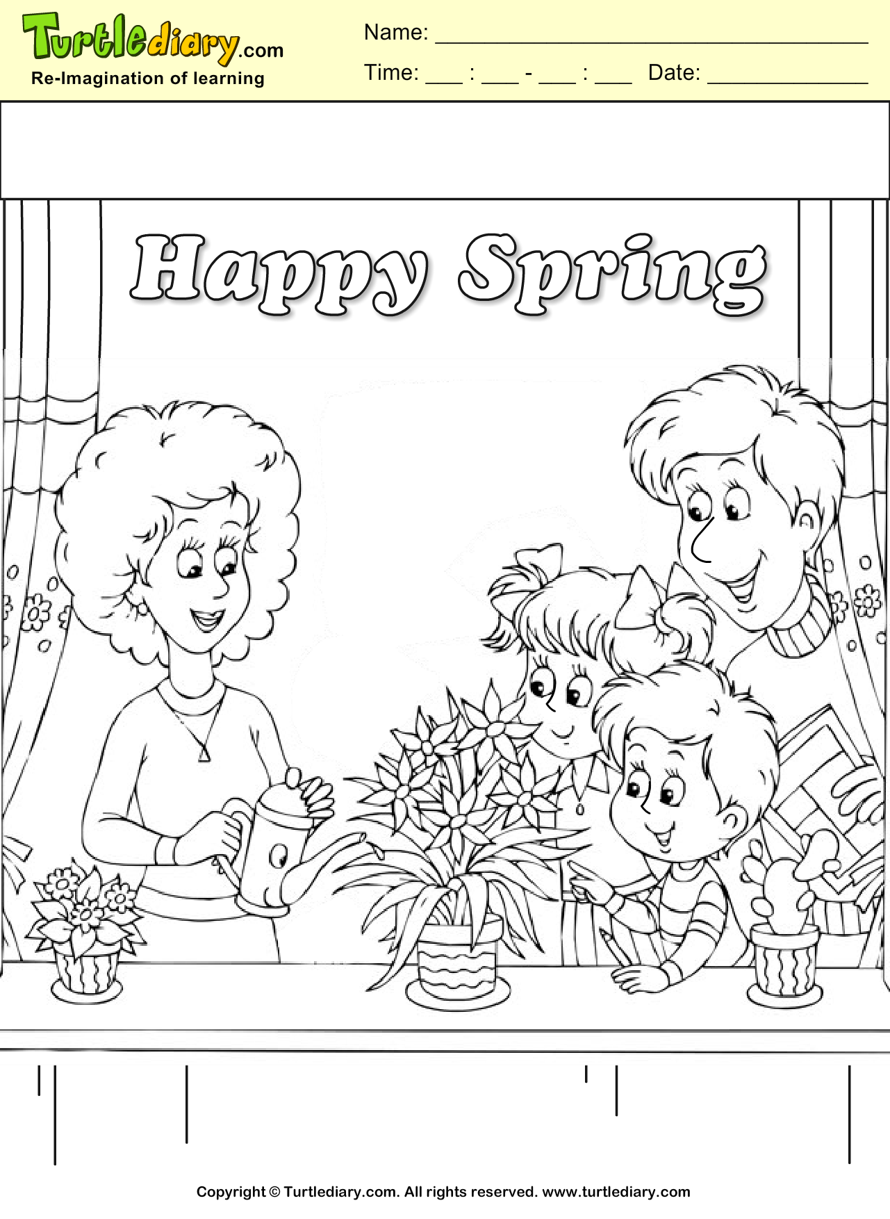 Spring Family Coloring Page