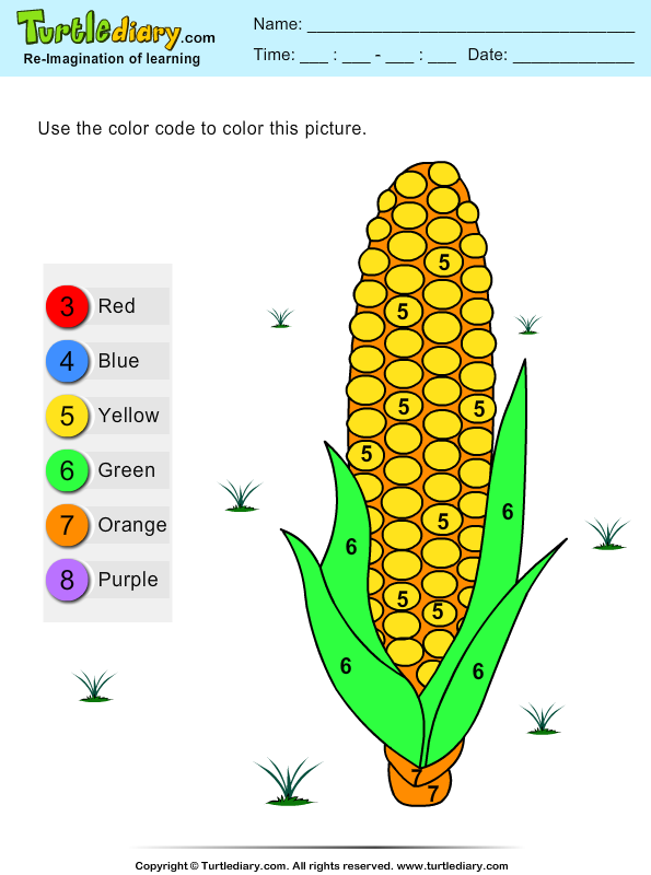Color by Number Corn Answer