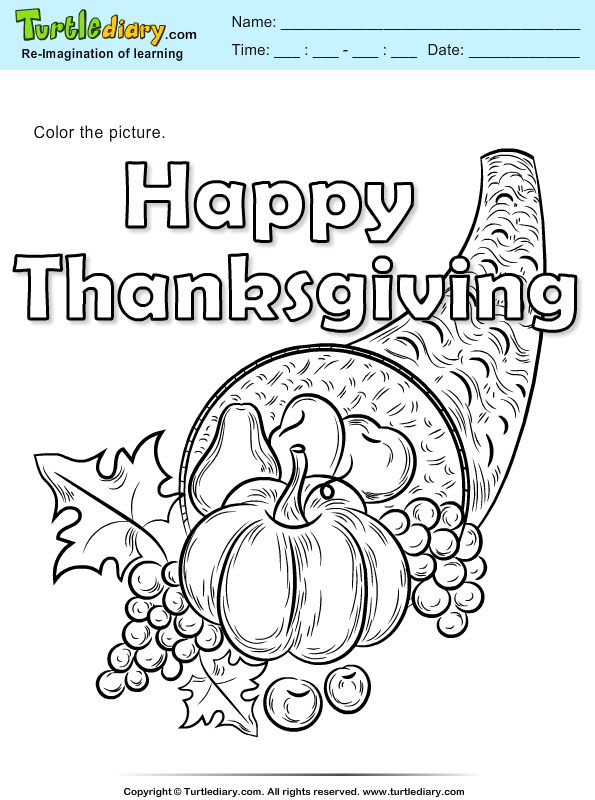 Thanksgiving Color a Cornucopia