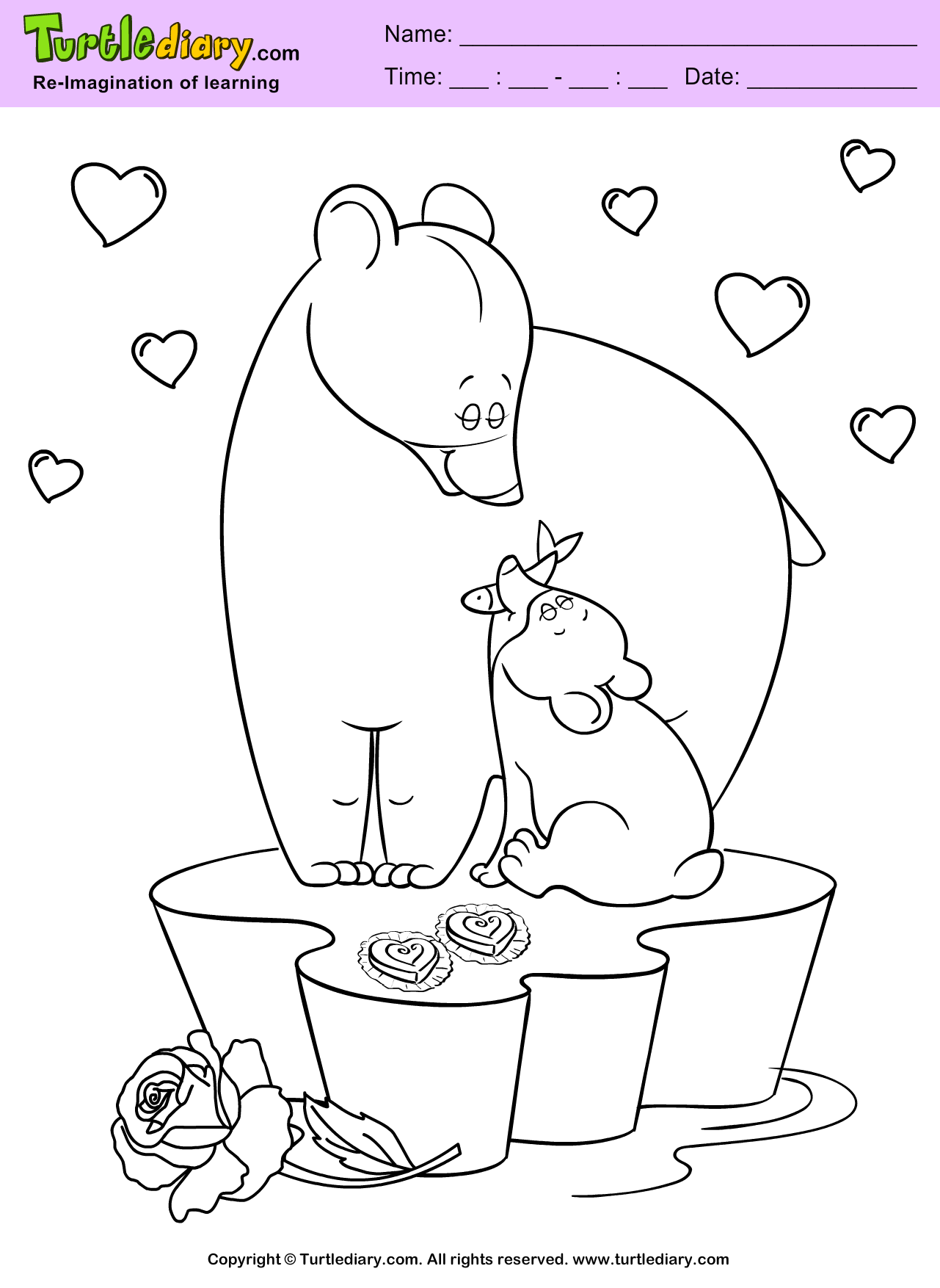 Bears Valentine Day Coloring Page