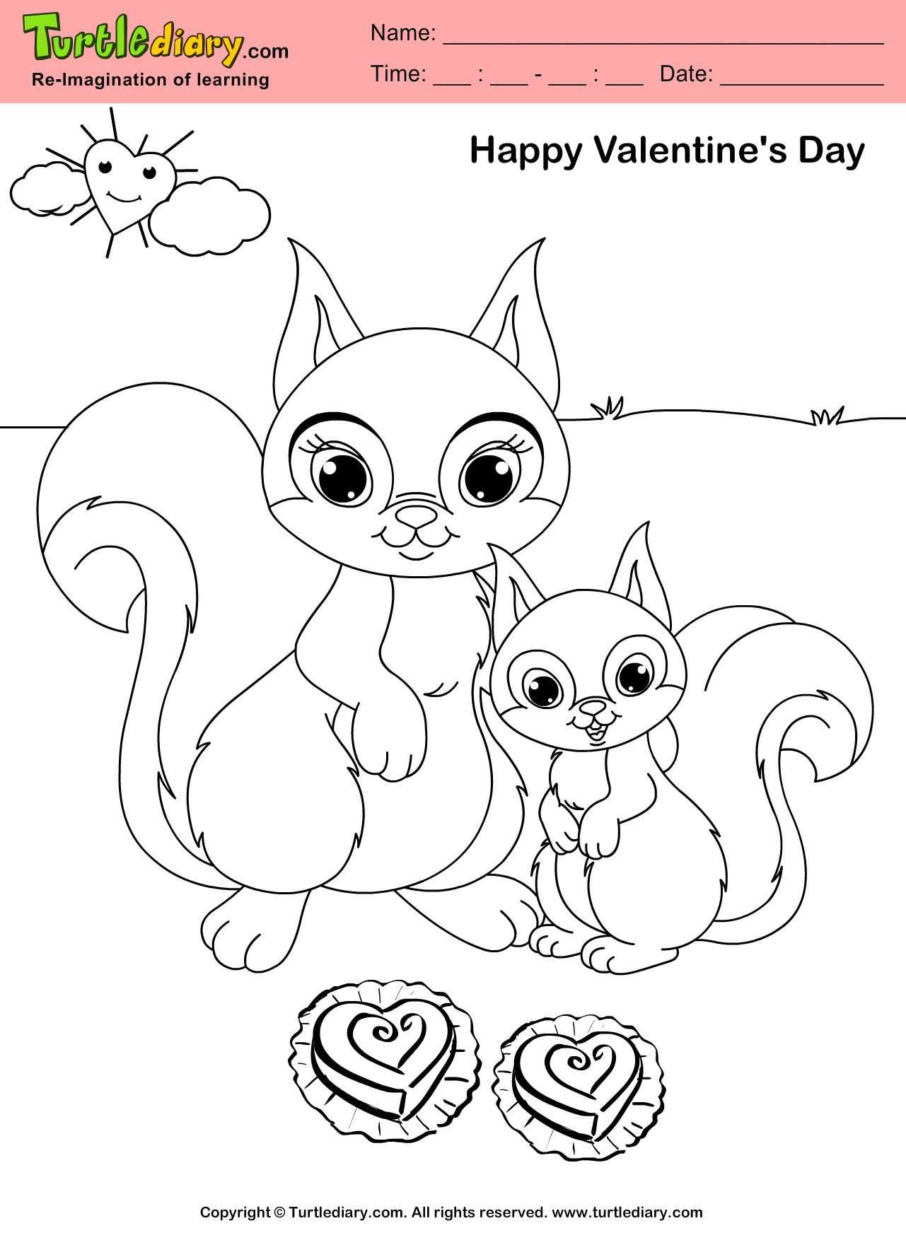 Squirrel Valentine Day Coloring Page