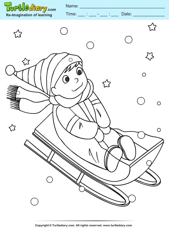 Boy Sleigh Coloring Page