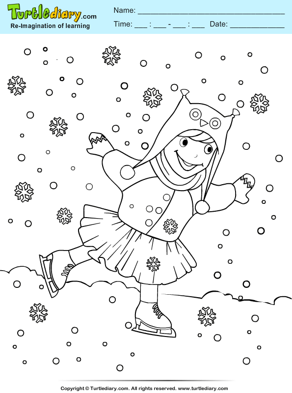Girl Skiing Coloring Page