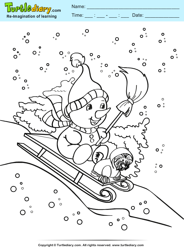 Snowman and Puppy Coloring Page
