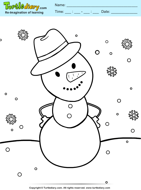 Snowman with Hat Coloring Page