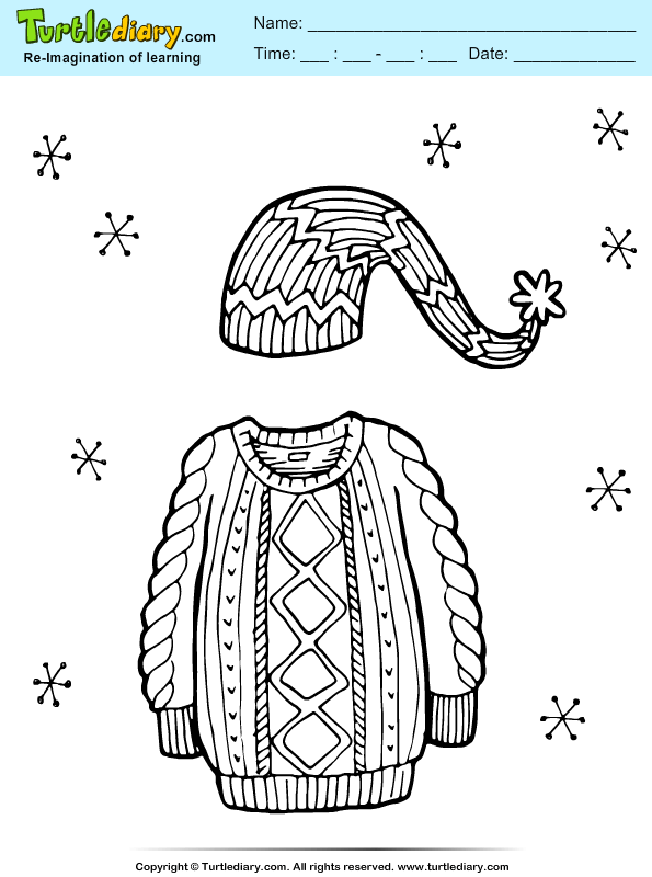 Sweater and Cap Coloring Page