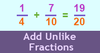 Add Unlike Fractions - Fraction - Fifth Grade