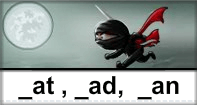 At Ad An Words Typing Ninja - -ad words - First Grade