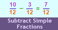 Subtract Simple Fractions - Fraction - Fifth Grade
