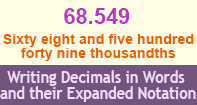 Writing Decimals In Words And Their Expanded Notation - Decimal - Third Grade