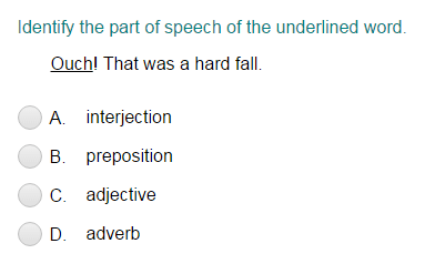 Identifying Part of Speech for the Underlined Word Part 1