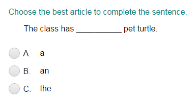 Completing A Sentence Using The Correct Article Part 3 Turtle Diary Quiz