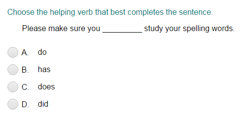 Completing the Sentence with the Correct Helping Verb Part 2