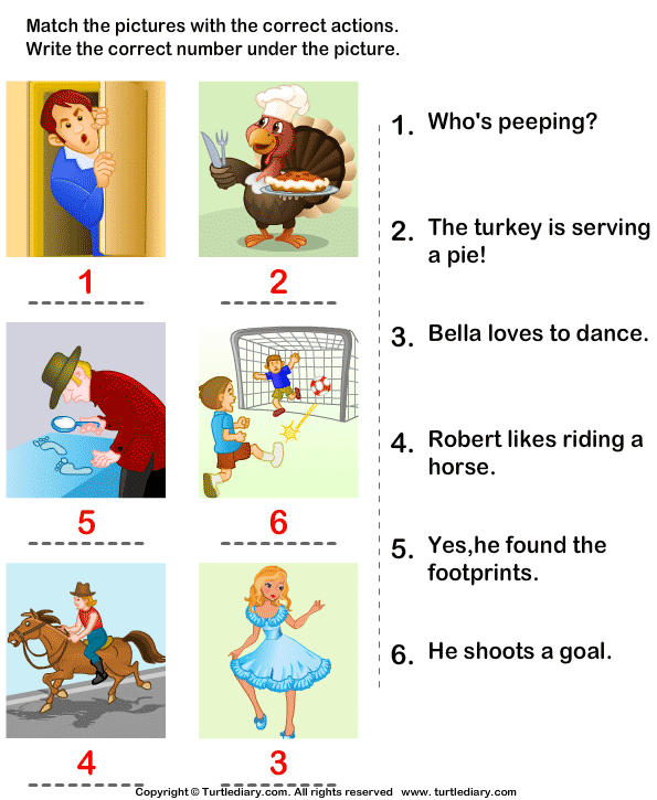 Match the Sentences to Pictures Answer