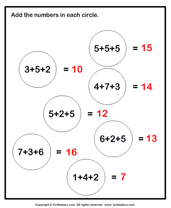 Adding Three One-digit Numbers Answer
