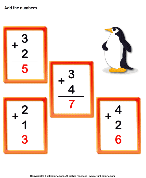 Add 1-digit Numbers Answer