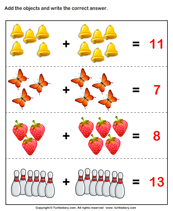Addition with Pictures Answer