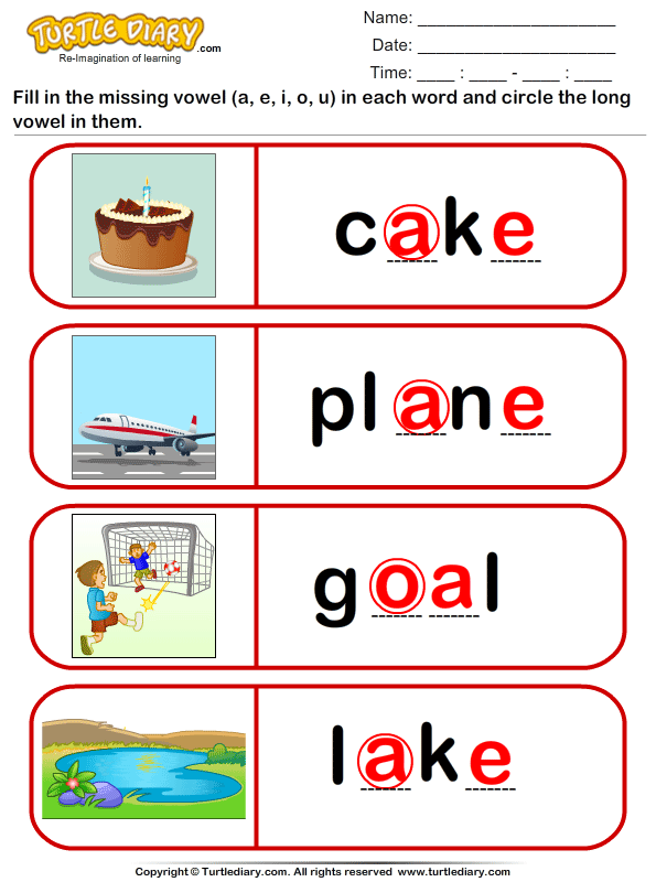 Circle the Long Vowel Answer