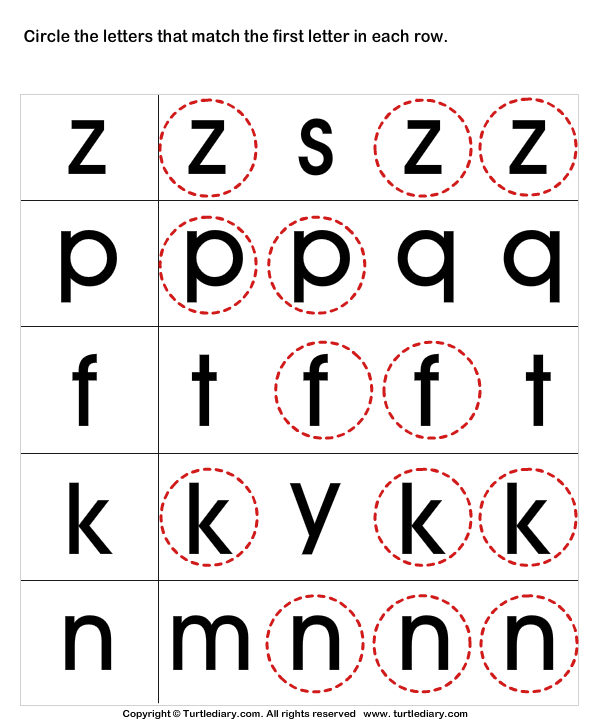 Recognize Letters in Lower Case Answer