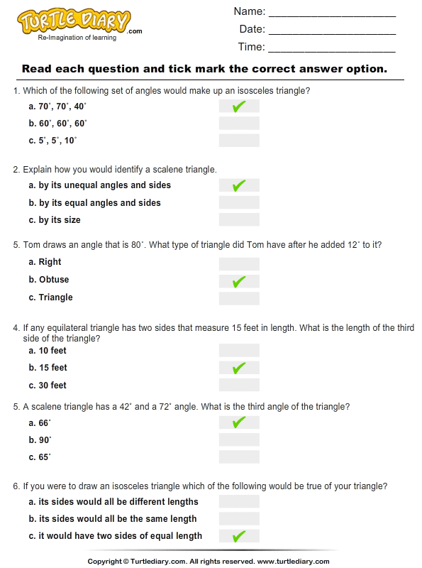 Triangles : Multiple Choice Questions Answer