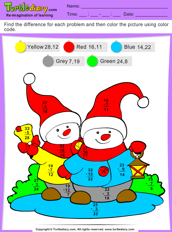 Christmas Color by Difference Answer