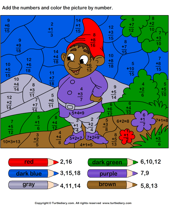 Color by Adding Numbers Answer