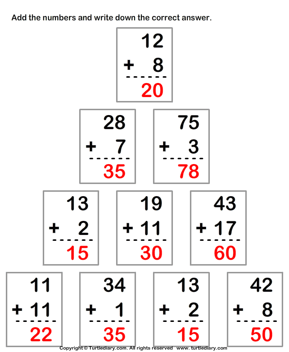 Adding Two Two-digit Numbers Answer