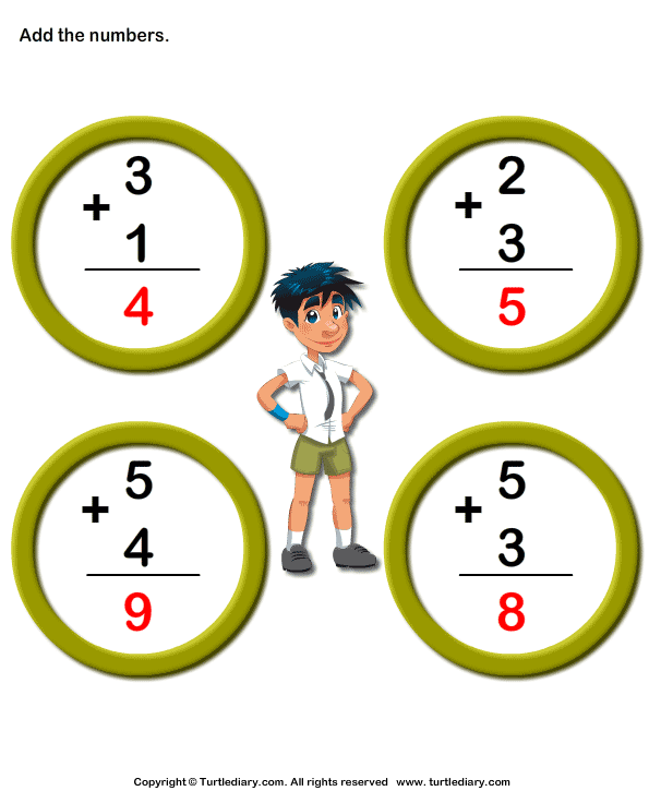 Add 1-digit Numbers Answer