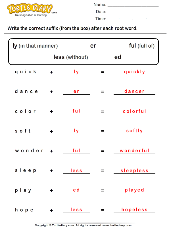 Write the Correct Suffix Answer